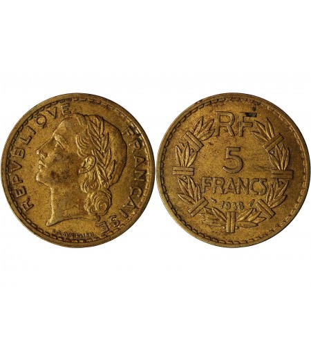 LAVRILLIER - 5 FRANCS BRONZE ALU 1938﻿