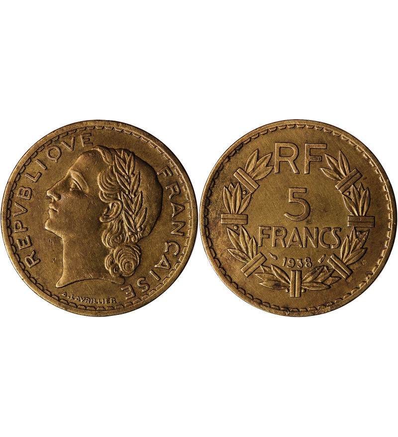 LAVRILLIER - 5 FRANCS BRONZE ALU 1938﻿