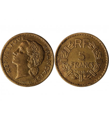LAVRILLIER - 5 FRANCS BRONZE ALU 1938﻿