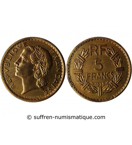 LAVRILLIER - 5 FRANCS BRONZE ALU 1939