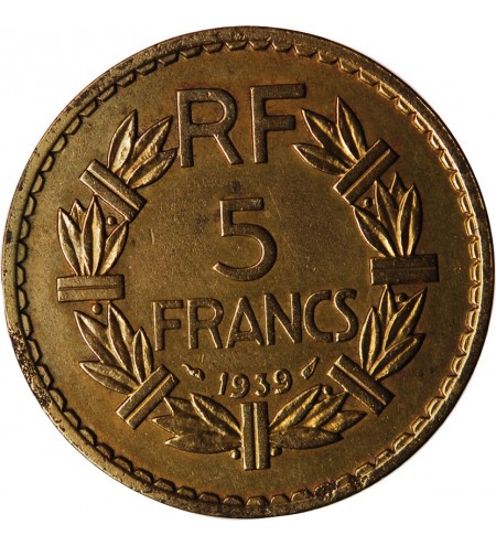 LAVRILLIER - 5 FRANCS BRONZE ALU 1939