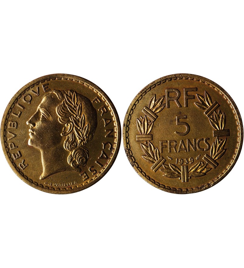 LAVRILLIER - 5 FRANCS BRONZE ALU 1939