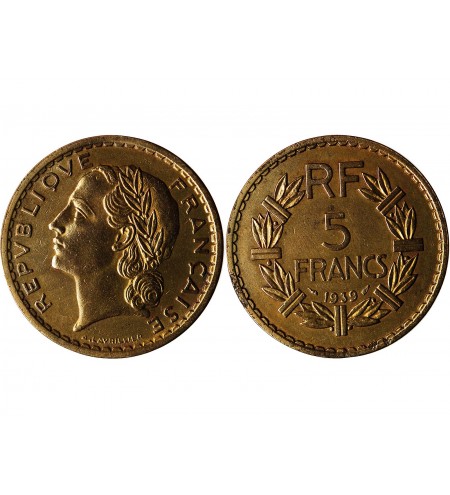 LAVRILLIER - 5 FRANCS BRONZE ALU 1939