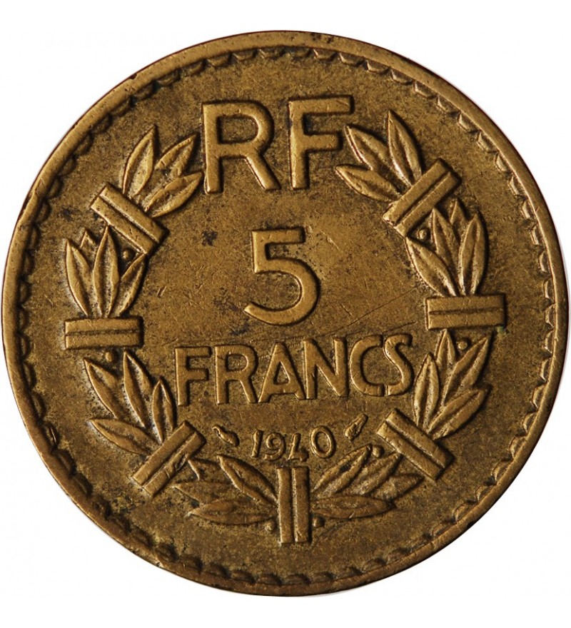 LAVRILLIER - 5 FRANCS BRONZE ALU 1940