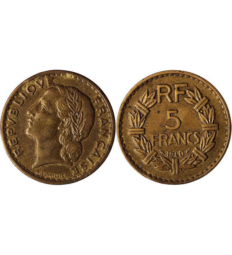 LAVRILLIER - 5 FRANCS BRONZE ALU 1940