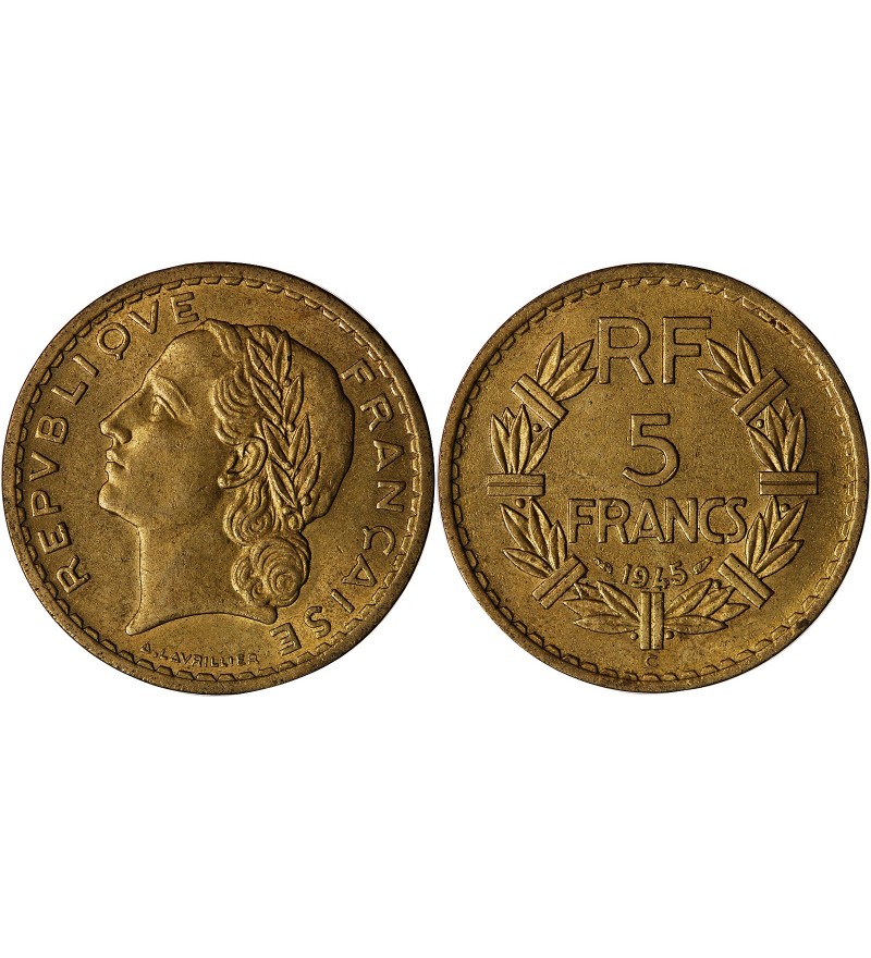 LAVRILLIER - 5 FRANCS BRONZE ALU 1945 C