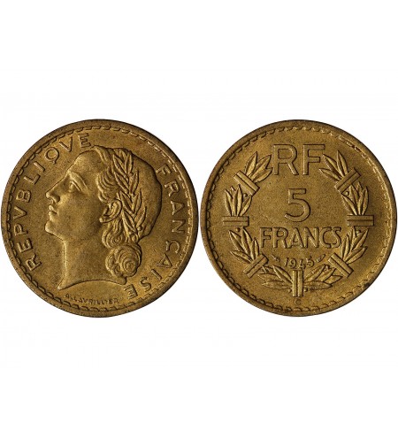 LAVRILLIER - 5 FRANCS BRONZE ALU 1945 C