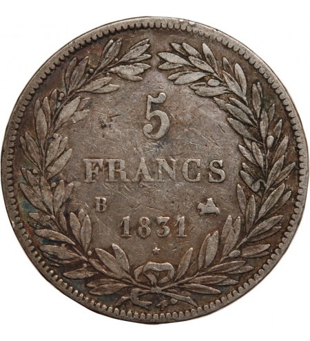 Louis-Philippe Ier 5 francs Argent 1831 B Rouen