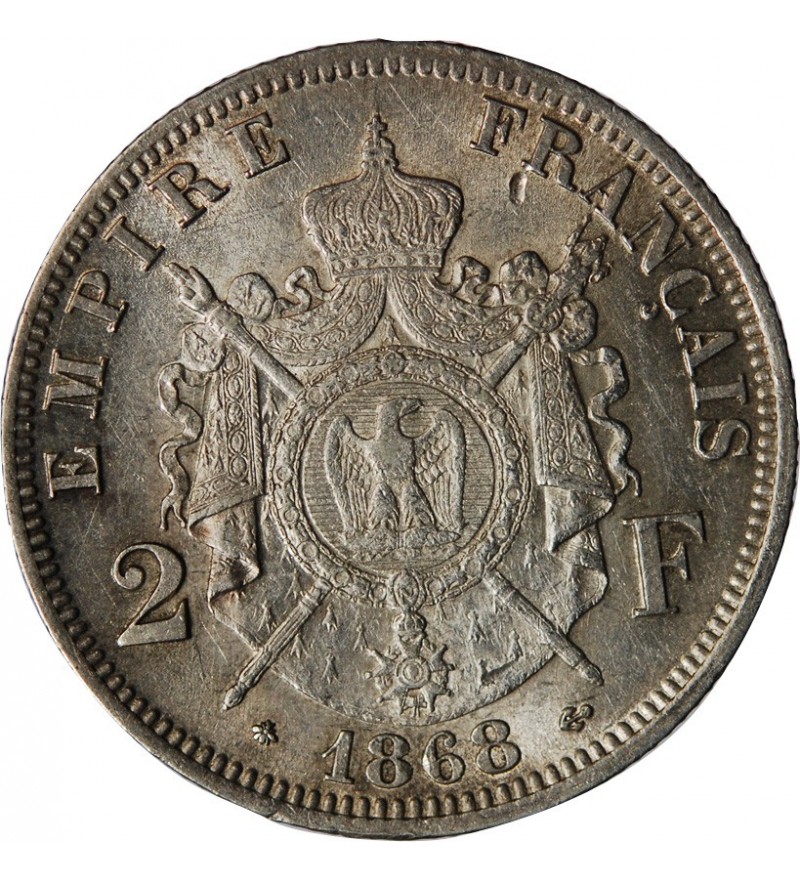 NAPOLEON III - 2 FRANCS ARGENT 1868 A PARIS