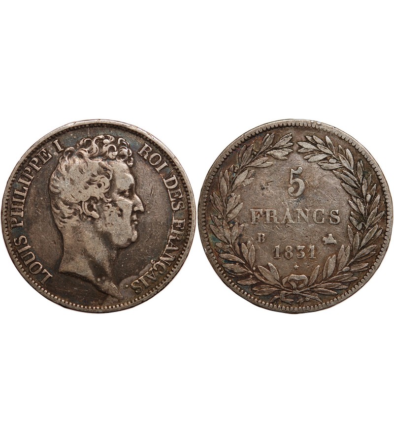 Louis-Philippe Ier 5 francs Argent 1831 B Rouen