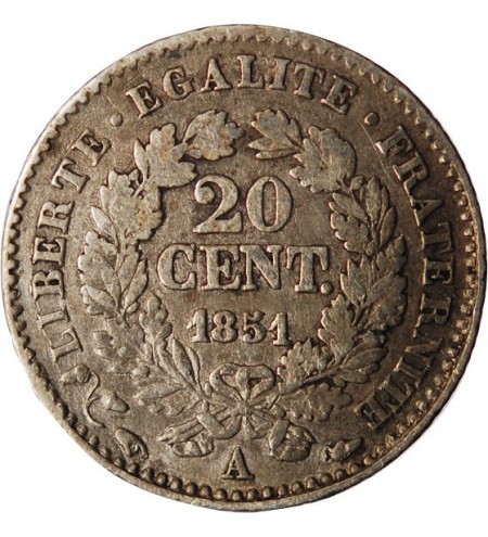 CERES - 20 CENTIMES ARGENT 1851 A PARIS﻿