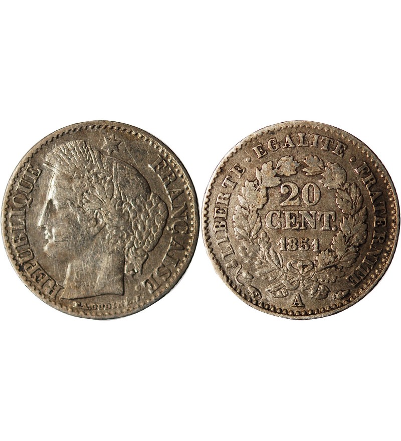 CERES - 20 CENTIMES ARGENT 1851 A PARIS﻿