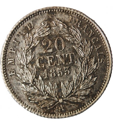 NAPOLEON III - 20 CENTIMES ARGENT 1853 A PARIS