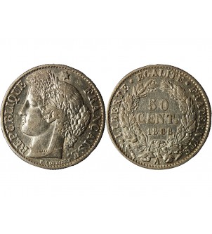 CERES ﻿- 50 CENTIMES ARGENT 1888 A PARIS﻿ 2