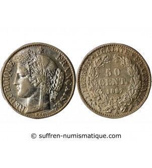 CERES ﻿- 50 CENTIMES ARGENT 1887 A PARIS﻿