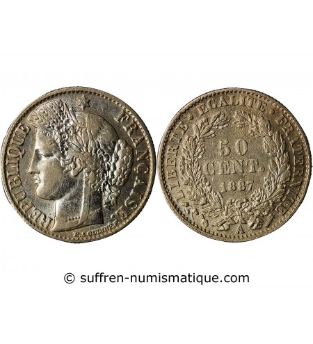 CERES ﻿- 50 CENTIMES ARGENT 1887 A PARIS﻿