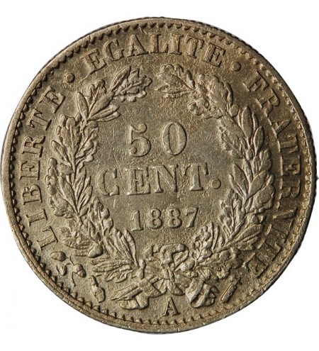 CERES ﻿- 50 CENTIMES ARGENT 1887 A PARIS﻿