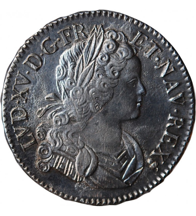 LOUIS XV ﻿- ECU DE FRANCE & NAVARRE 1718 S REIMS﻿