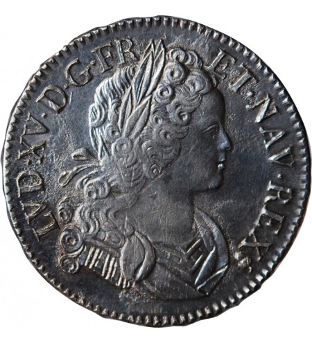 LOUIS XV ﻿- ECU DE FRANCE & NAVARRE 1718 S REIMS﻿