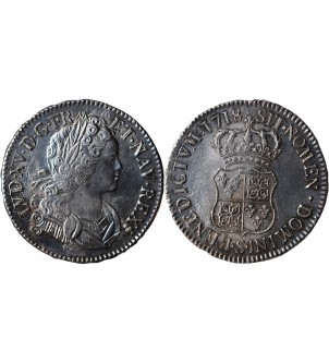 LOUIS XV ﻿- ECU DE FRANCE & NAVARRE 1718 S REIMS﻿ 2