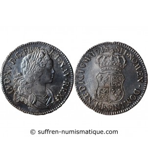 LOUIS XV ﻿- ECU DE FRANCE & NAVARRE 1718 S REIMS﻿