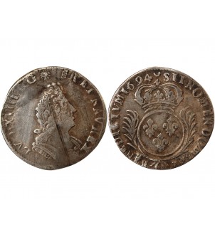 LOUIS XIV﻿ - 1/12 ECU AUX PALMES 1694 O RIOM 2