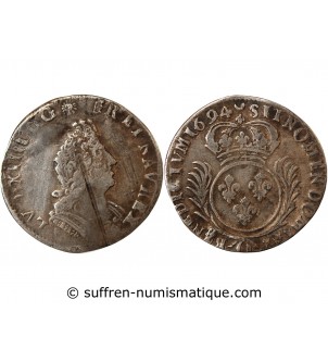 LOUIS XIV﻿ - 1/12 ECU AUX PALMES 1694 O RIOM