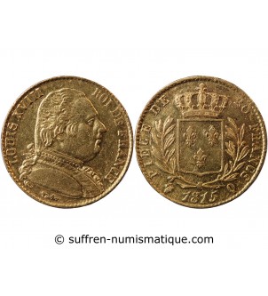 LOUIS XVIII - 20 FRANCS OR 1815 Q PERPIGNAN