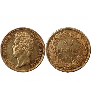 LOUIS PHILIPPE﻿ Ier - 20 FRANCS OR 1831 W LILLE "Tranche en Relief"﻿ 2