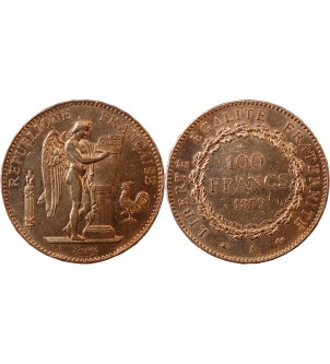 GENIE - 100 FRANCS OR 1879 "Dieu protège la France"﻿ 2