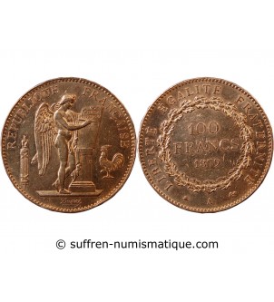 GENIE - 100 FRANCS OR 1879 "Dieu protège la France"﻿