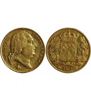 LOUIS XVIII - 20 FRANCS OR 1817 Q PERPIGNAN 2