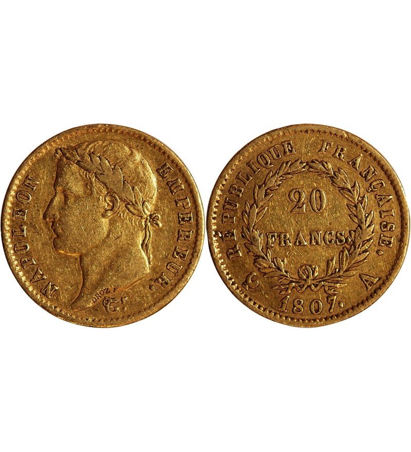 20 FRANCS OR NAPOLEON Ier 1807 A PARIS "Type République"﻿