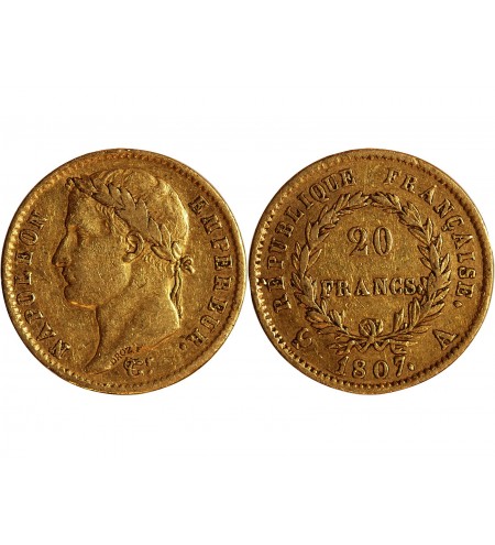 20 FRANCS OR NAPOLEON Ier 1807 A PARIS "Type République"﻿
