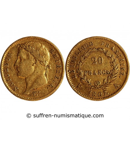 20 FRANCS OR NAPOLEON Ier 1807 A PARIS "Type République"﻿