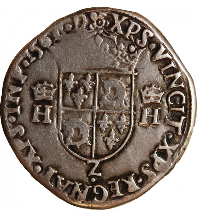 CHARLES IX, AU NOM D'HENRI II ﻿- TESTON DU DAUPHINE 1561 Z GRENOBLE﻿