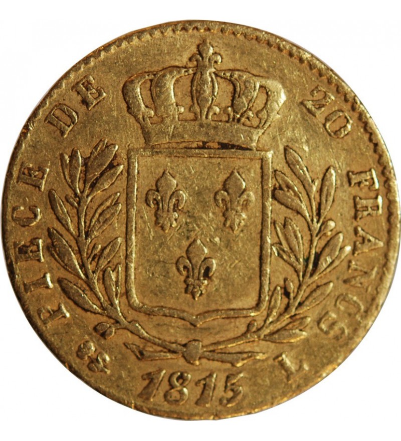 LOUIS XVIII - 20 FRANCS OR 1815 L BAYONNE﻿