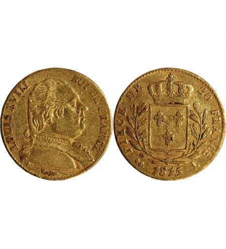 LOUIS XVIII - 20 FRANCS OR 1815 L BAYONNE﻿