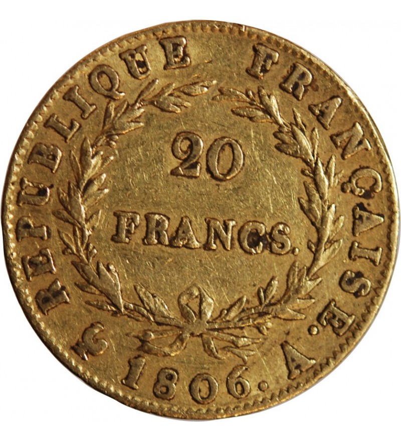 NAPOLEON Ier﻿ - 20 FRANCS OR 1806 A PARIS﻿ "Calendrier grégorien"
