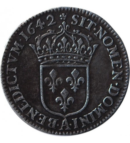 LOUIS XIII - 1/12 ECU ARGENT 1642 PARIS 'Variété Rose﻿"