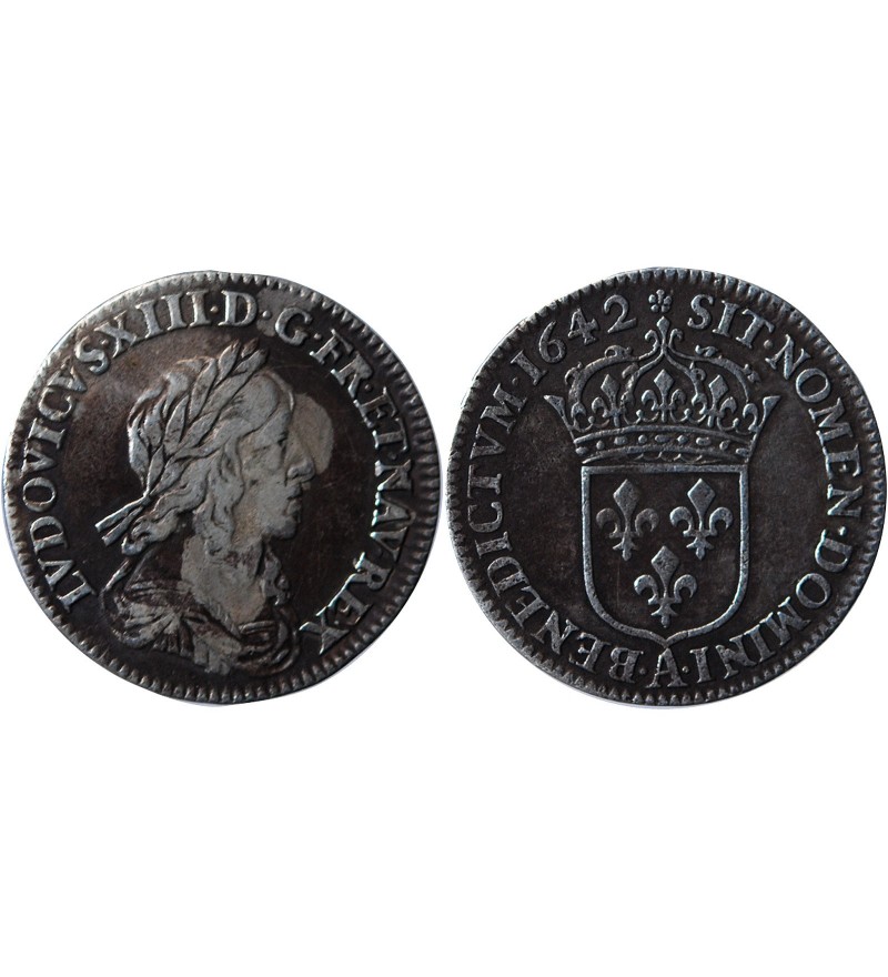 LOUIS XIII - 1/12 ECU ARGENT 1642 PARIS 'Variété Rose﻿"