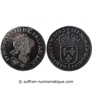 LOUIS XIII - 1/12 ECU ARGENT 1642 PARIS 'Variété Rose﻿"