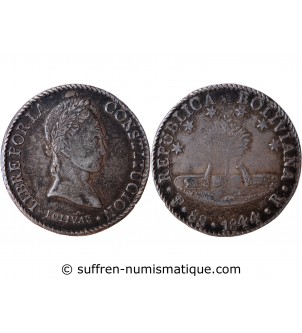 BOLIVIE - 8 SOLES ARGENT 1844 PTS R