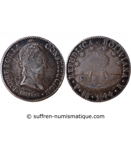 BOLIVIE - 8 SOLES ARGENT 1844 PTS R