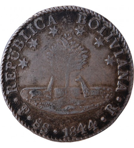 BOLIVIE - 8 SOLES ARGENT 1844 PTS R