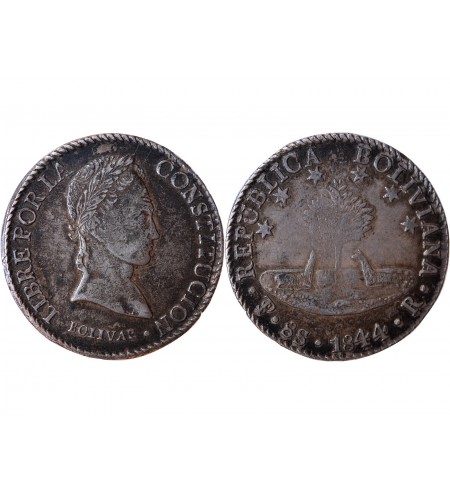 BOLIVIE - 8 SOLES ARGENT 1844 PTS R