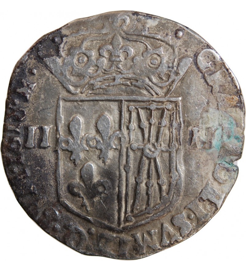 LOUIS XIII - 1/4 ECU DE NAVARRE ARGENT 1618 ST PALAIS