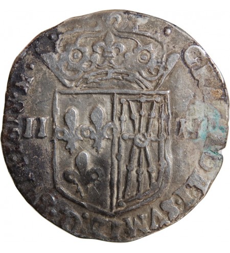 LOUIS XIII - 1/4 ECU DE NAVARRE ARGENT 1618 ST PALAIS