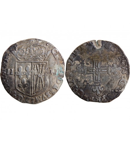 LOUIS XIII - 1/4 ECU DE NAVARRE ARGENT 1618 ST PALAIS