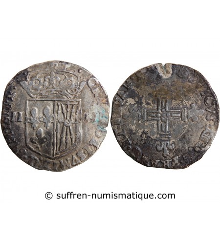 LOUIS XIII - 1/4 ECU DE NAVARRE ARGENT 1618 ST PALAIS